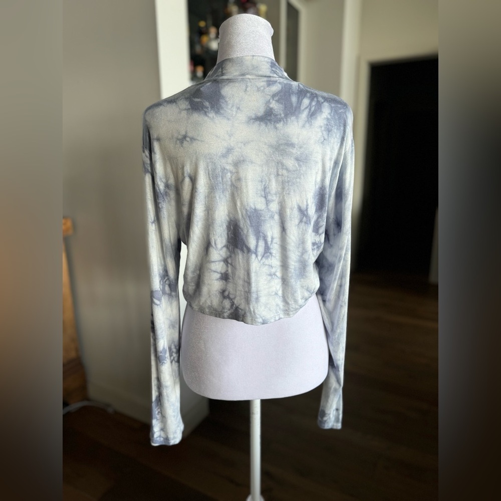 Aeropostale Blue Tie Dye Cropped Mock Neck Long Sleeve Top Streetwear festival - Picture 5 of 7